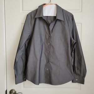 Coldwater  Creek darker gray  no iron button up shirt.  L 14-16